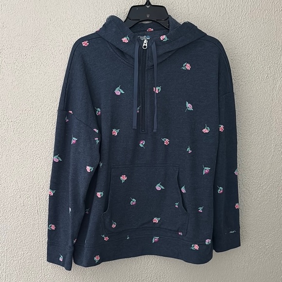 Women’s Croft & Barrow Floral Navy Hoodie Sweatshirt XXL - Picture 1 of 5